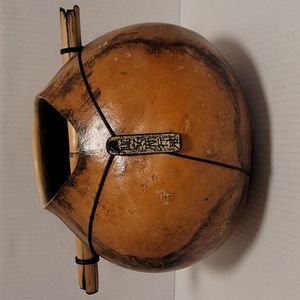 Gorgeous Carved Out Gourd with Bamboo Carrying Handle